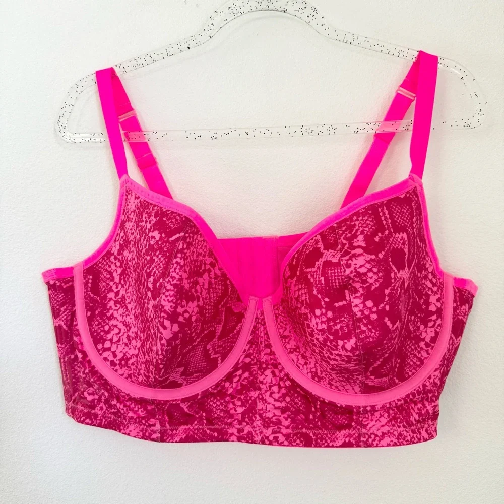 Lane Bryant Cacique Women's Lightly Lined Demi Bra 46C Pink Animal Print Snake